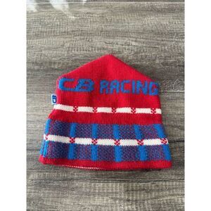 Vintage CB Racing Winter Hat Beanie Wool Blend Red White Blue
